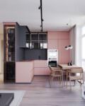 кухня в нежном розовом цвете