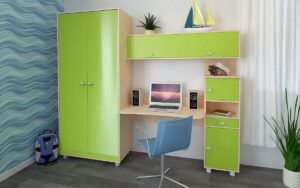 стол и шкаф в детскую в зеленом цвете