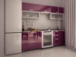 фиолетовая небольшая прямая кухня