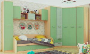кровать и угловой шкаф в детской