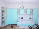 мебель голубого цвета в детской комнате
