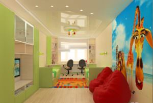 зеленая детская мебель в детской