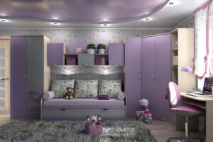 комплект детской мебели фиолетового цвета